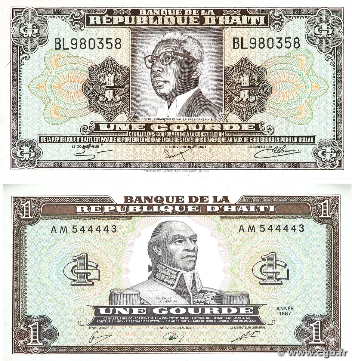 1 Gourde Lot HAÏTI  1979 P.239 et P.245a NEUF