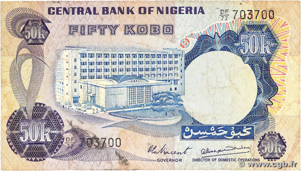 50 Kobo NIGERIA  1973 P.14d G