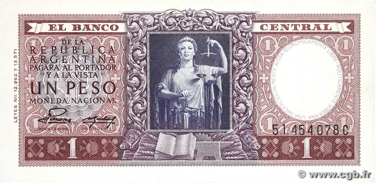 1 Peso ARGENTINE  1952 P.260b pr.NEUF