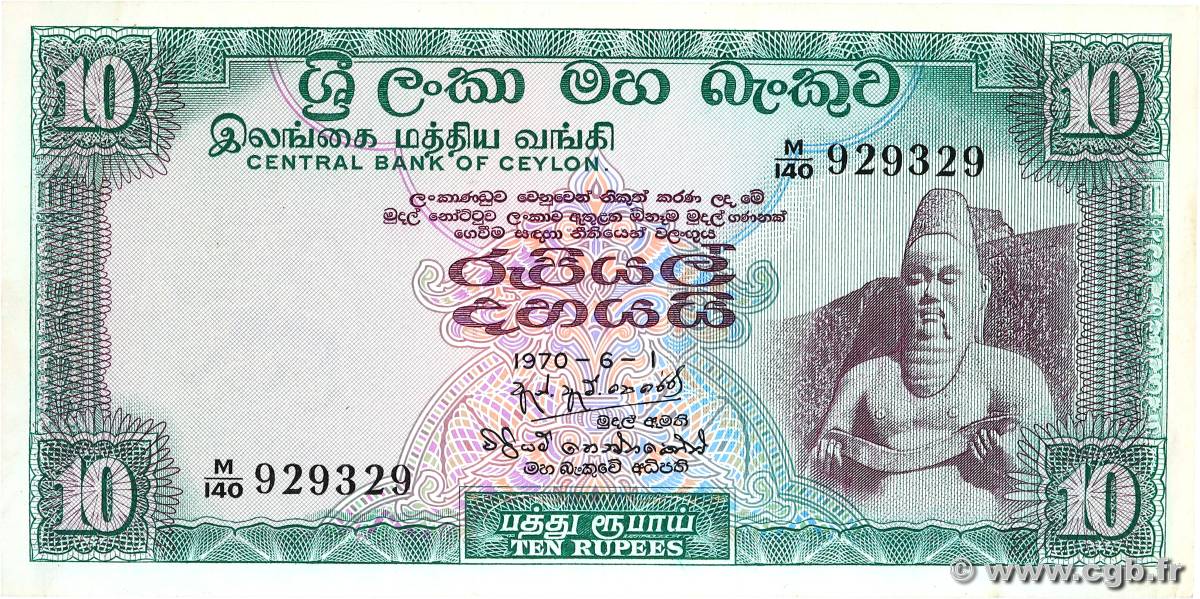10 Rupees CEYLAN  1970 P.074 TTB+