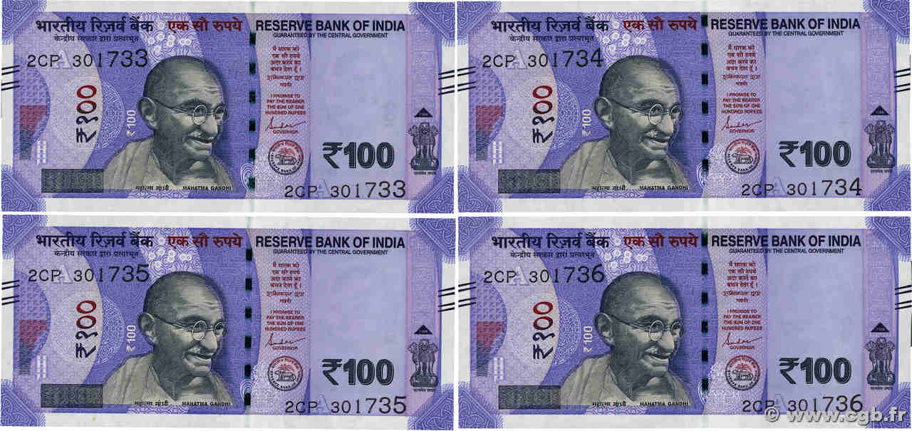 100 Rupees Consécutifs INDIA
  2021 P.112 SC+