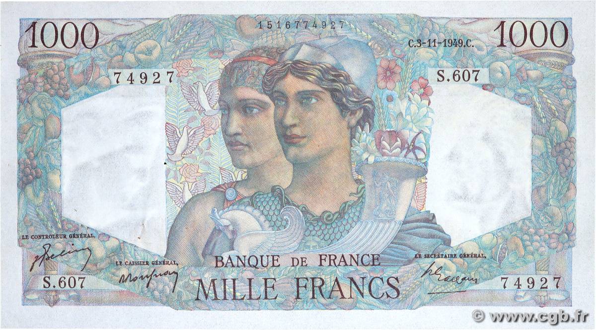 1000 Francs MINERVE ET HERCULE FRANCIA  1949 F.41.29 SC