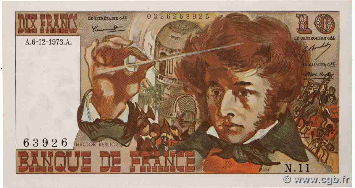 10 Francs BERLIOZ FRANCE  1973 F.63.02 SUP