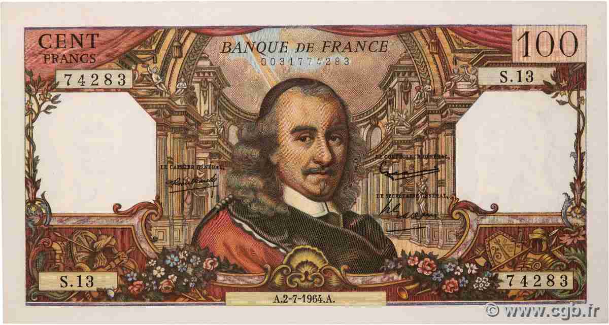 100 Francs CORNEILLE FRANCE  1964 F.65.02 TTB+