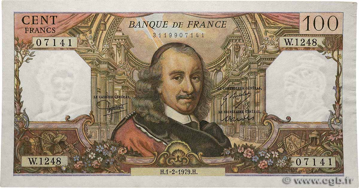 100 Francs CORNEILLE FRANCE  1979 F.65.65a SUP