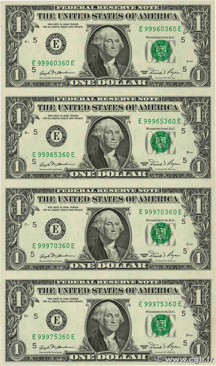 1 Dollar Planche ÉTATS-UNIS D AMÉRIQUE Richmond 1981 P.468 NEUF