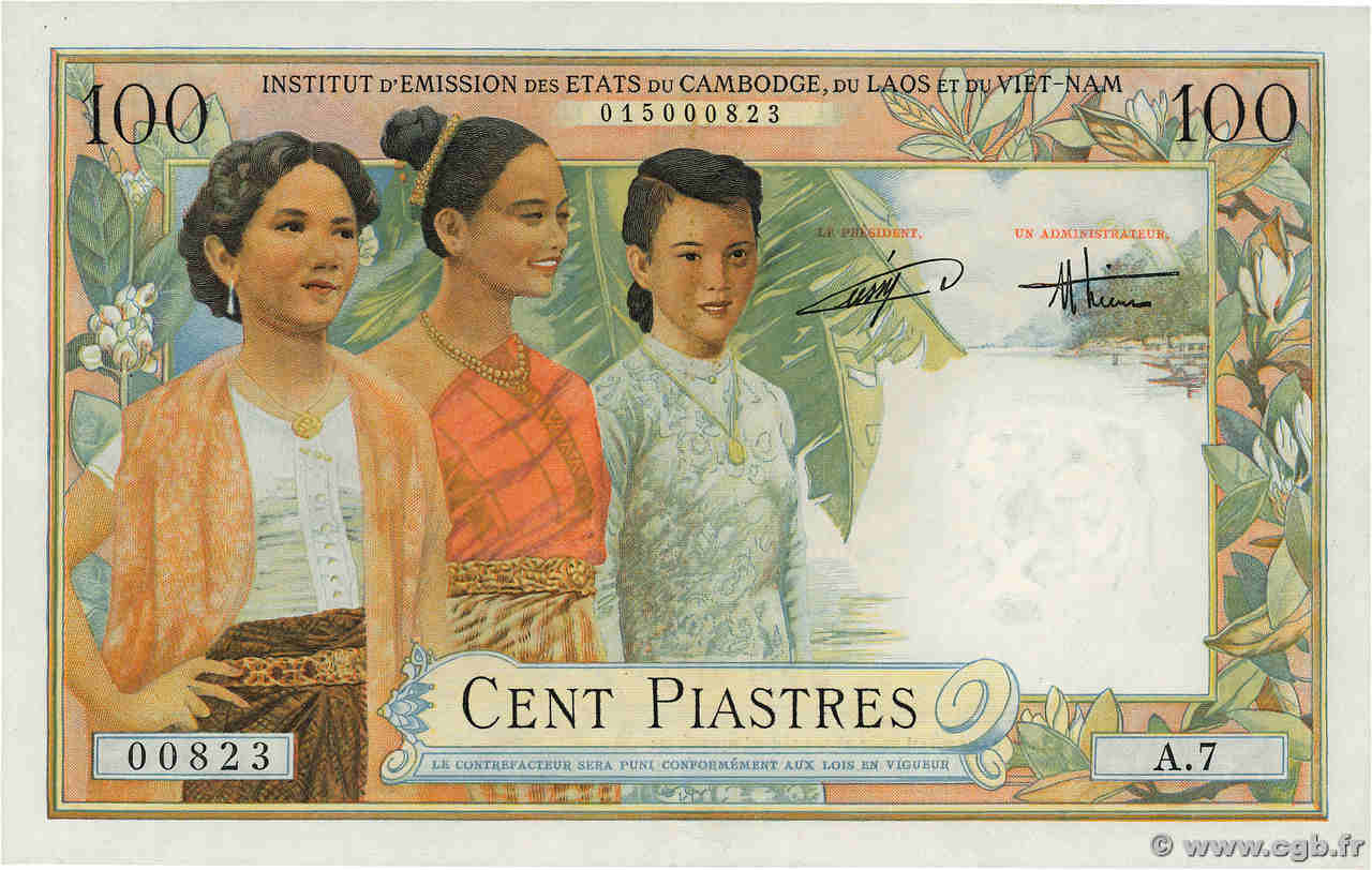 100 Piastres - 100 Dong INDOCHINE FRANÇAISE  1954 P.108 SUP