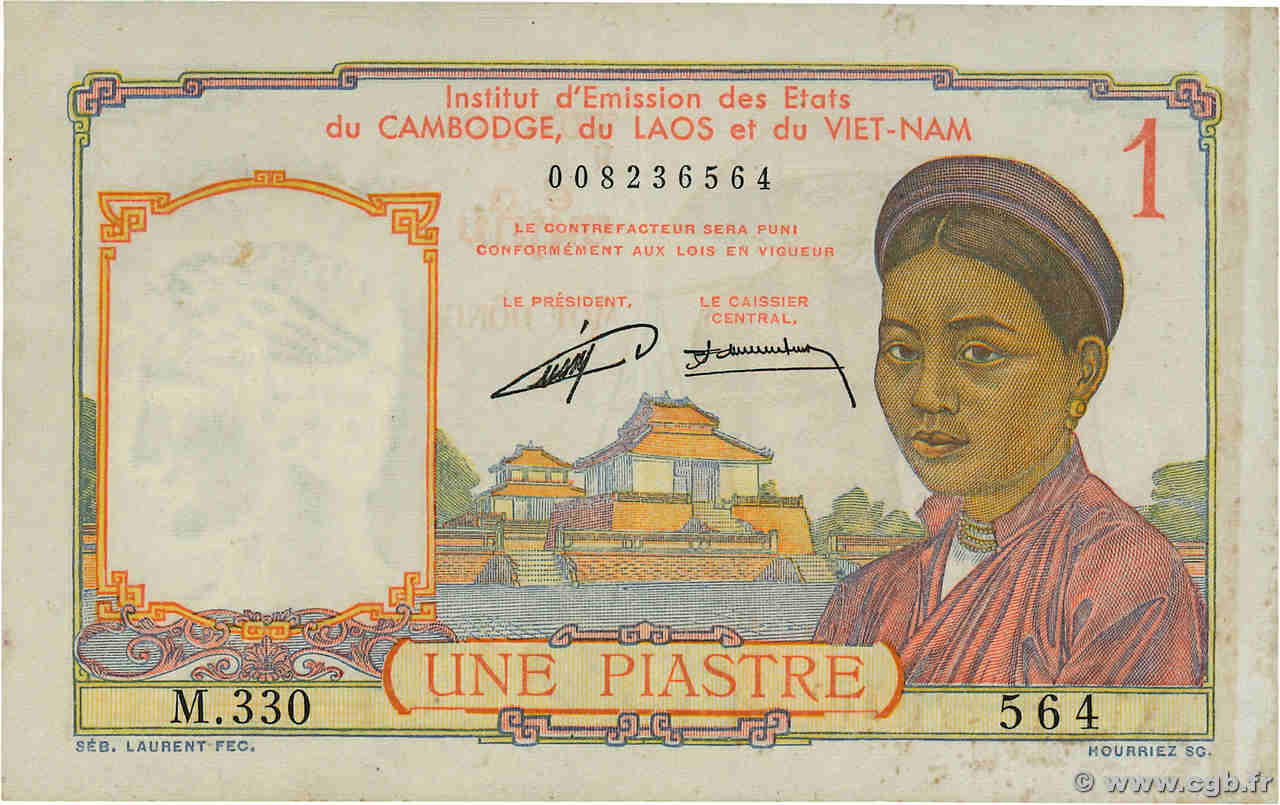 1 Piastre INDOCHINE FRANÇAISE  1953 P.092 TTB+