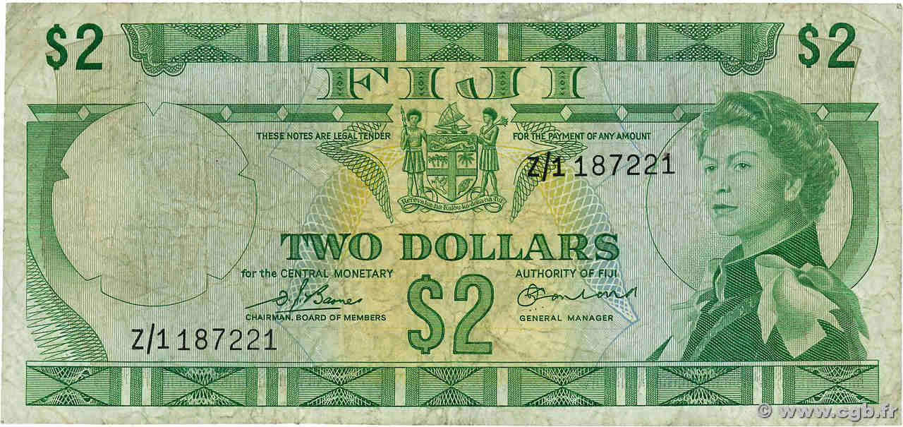 2 Dollars Remplacement FIDSCHIINSELN  1974 P.072br fS