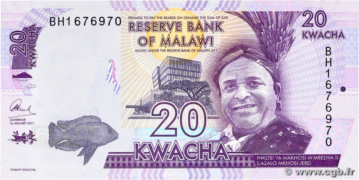 20 Kwacha MALAWI  2017 P.63d UNC-