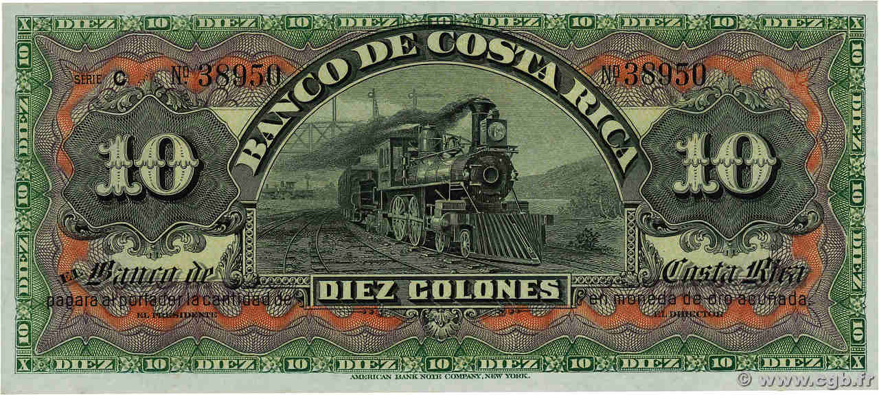 10 Colones Non émis COSTA RICA  1901 PS.174r SPL+