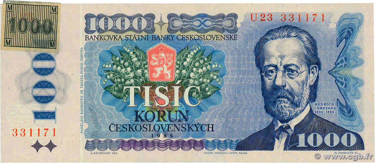 1000 Korun CZECH REPUBLIC  1993 P.03a XF+
