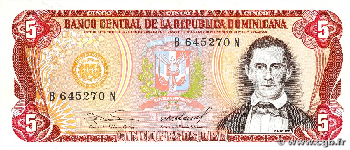 5 Pesos Oro RÉPUBLIQUE DOMINICAINE  1985 P.118c UNC-