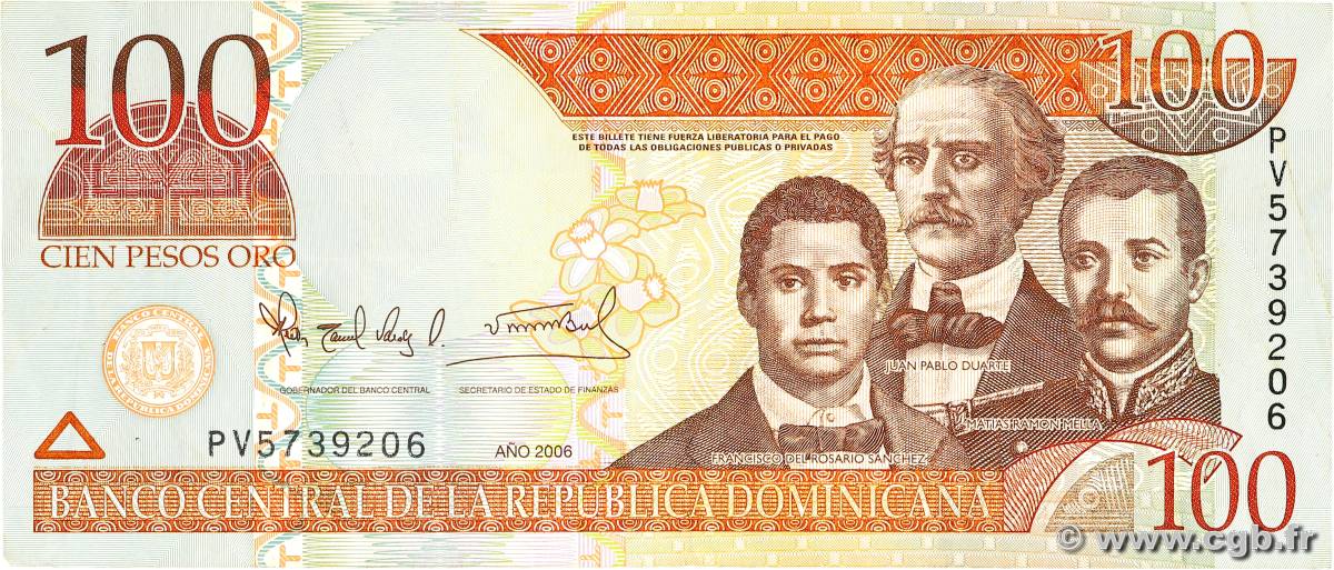 100 Pesos Oro RÉPUBLIQUE DOMINICAINE  2006 P.177a TB+
