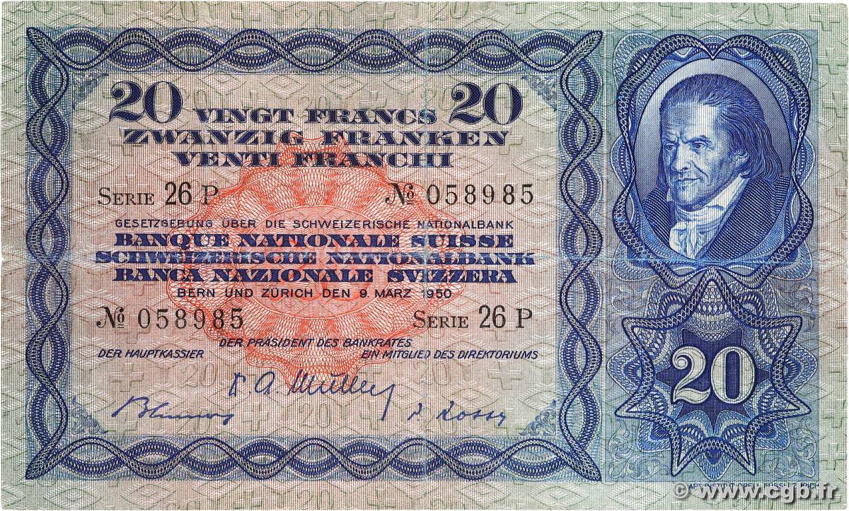 20 Francs SUISSE  1950 P.39r TTB