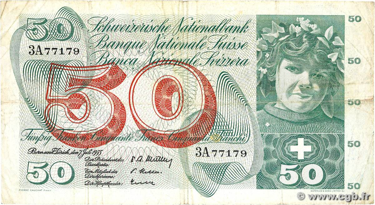 50 Francs SUISSE  1955 P.47a TB+