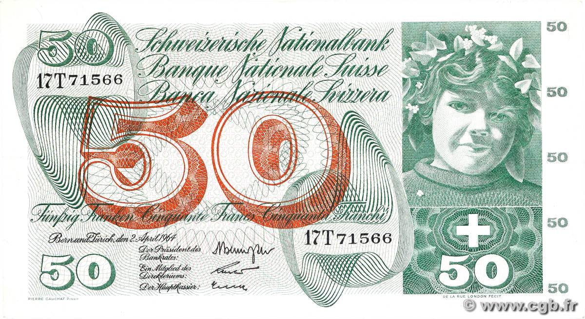 50 Francs SUISSE  1964 P.48d VF+