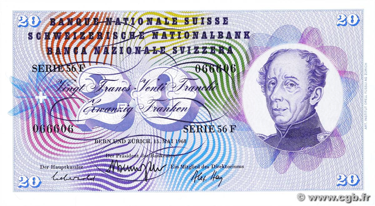 20 Francs SUISSE  1968 P.46p TTB+