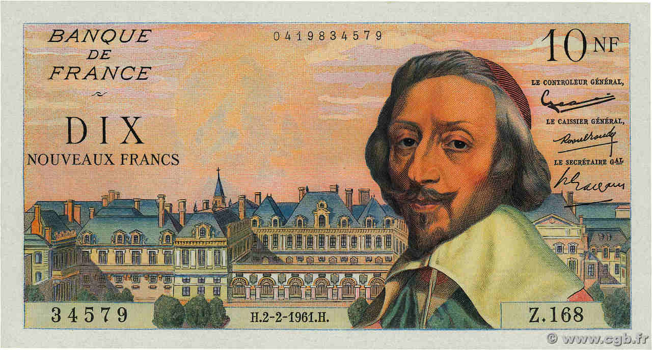 10 Nouveaux Francs RICHELIEU FRANCE  1961 F.57.14 pr.NEUF