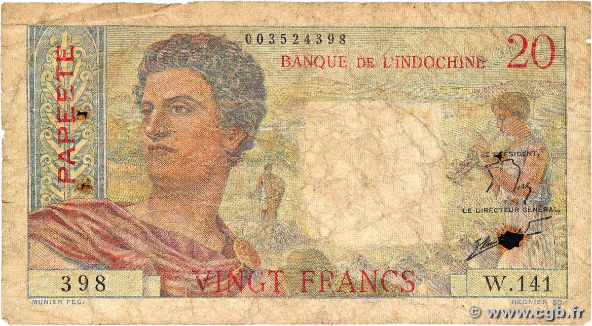 20 Francs TAHITI  1960 P.21c G