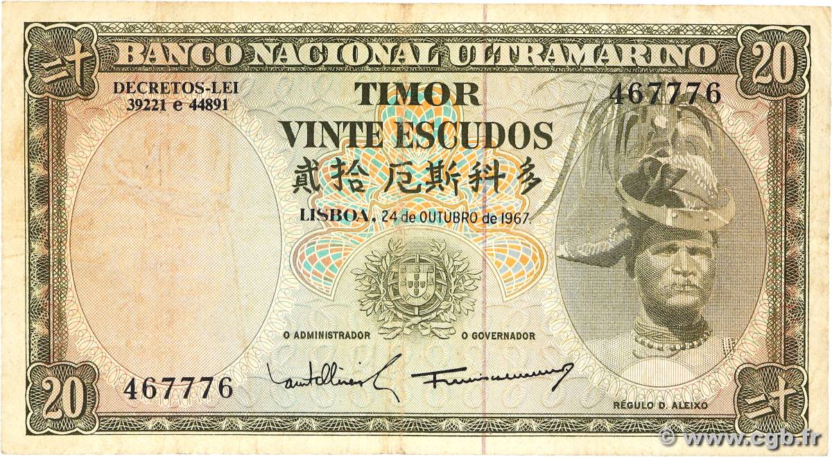 20 Escudos TIMOR  1967 P.26a F