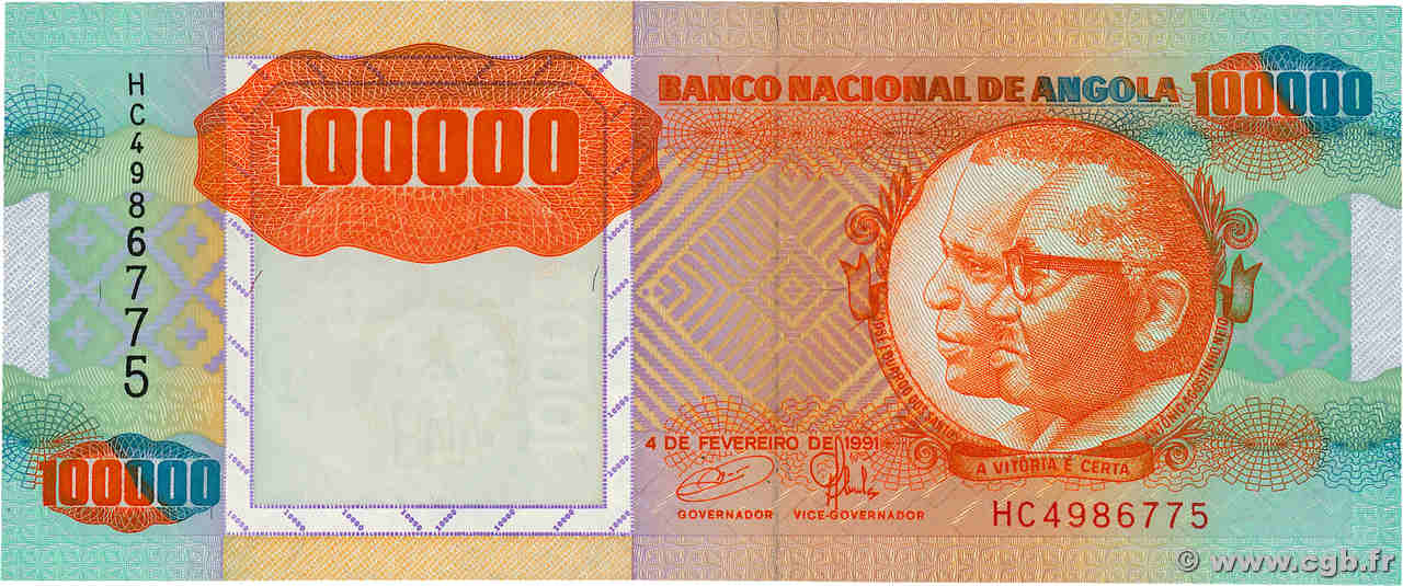100000 Kwanzas ANGOLA  1991 P.133x NEUF