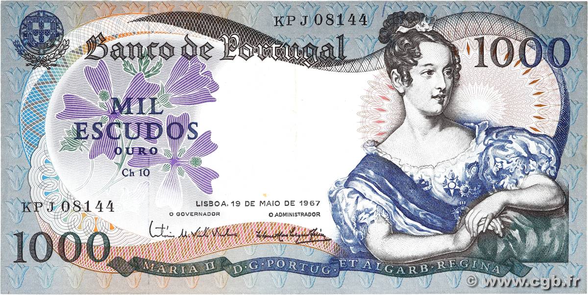 1000 Escudos PORTUGAL  1967 P.172a VF+