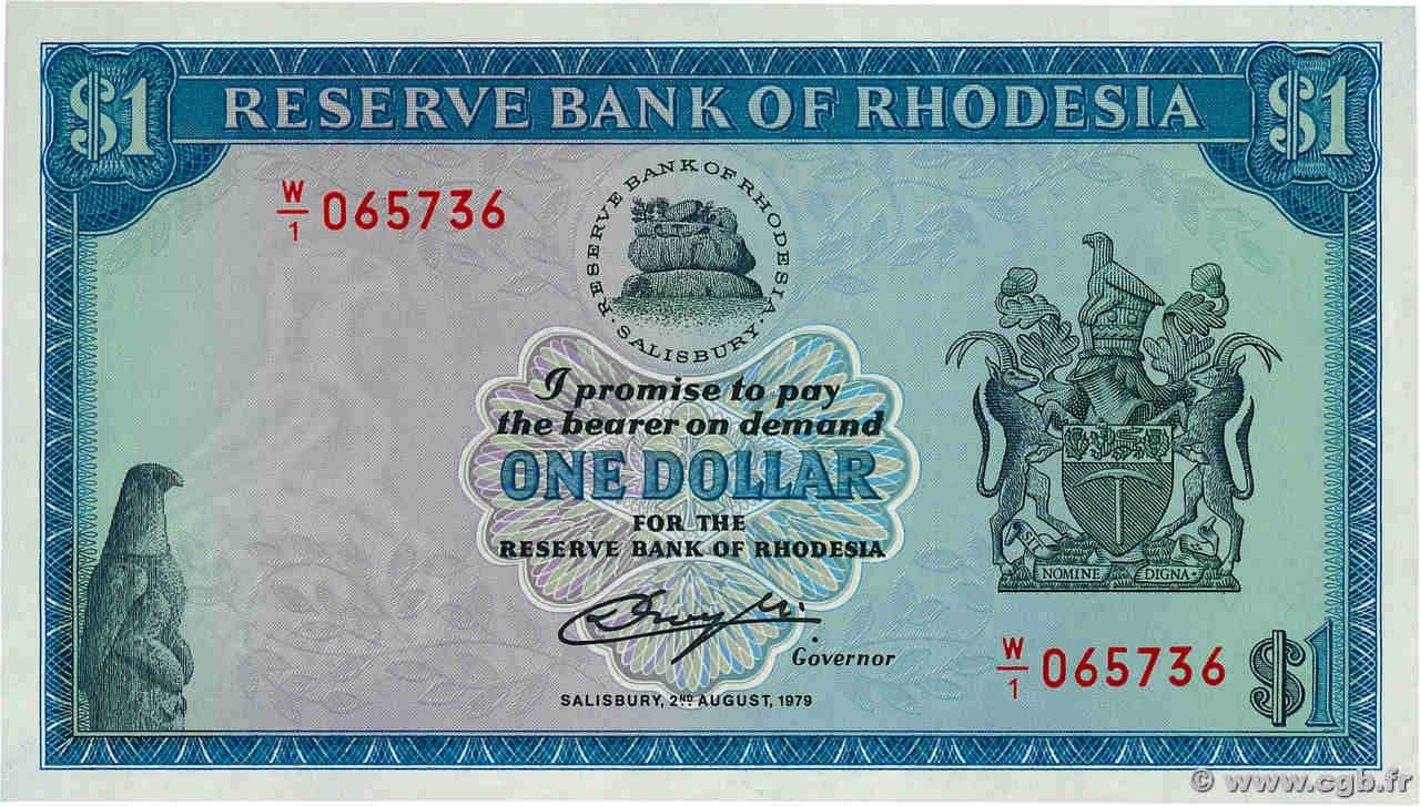 1 Dollar Remplacement RHODESIA  1979 P.38ar UNC