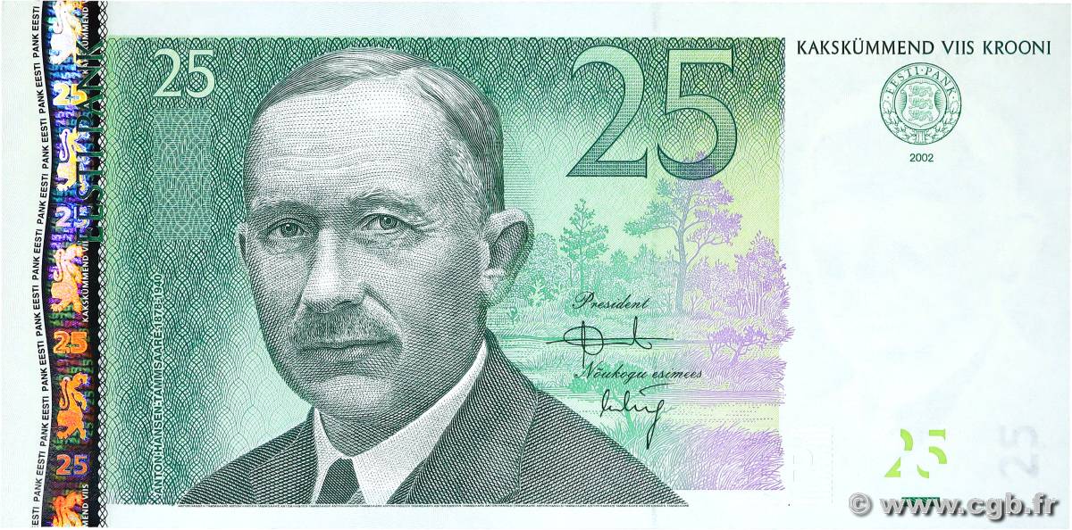 25 Krooni ESTONIA  2002 P.84 UNC-