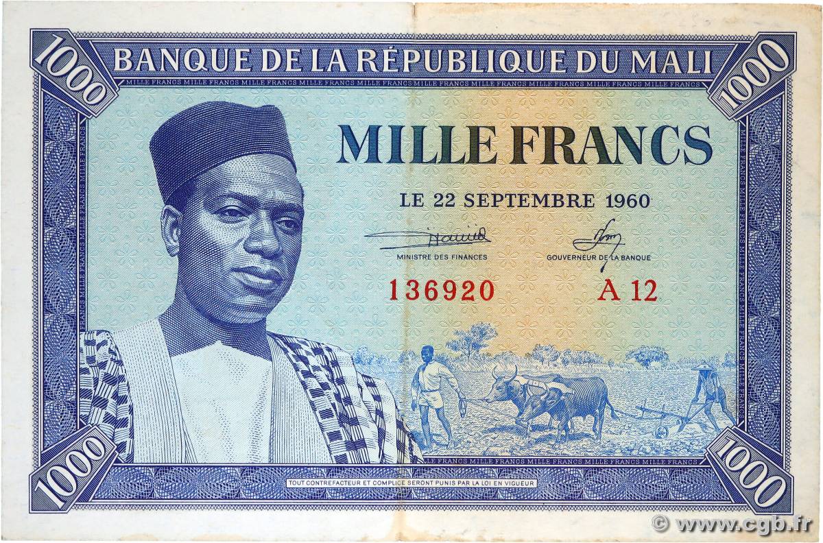 1000 Francs MALI  1960 P.04 VF+