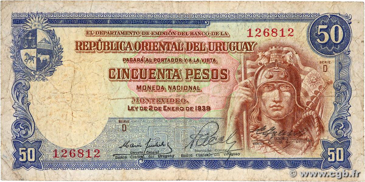 50 Pesos URUGUAY  1939 P.038b G