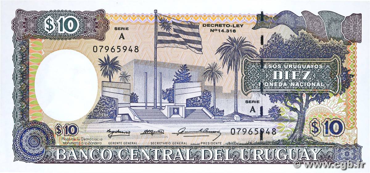10 Pesos Uruguayos URUGUAY  1995 P.073Ba UNC-