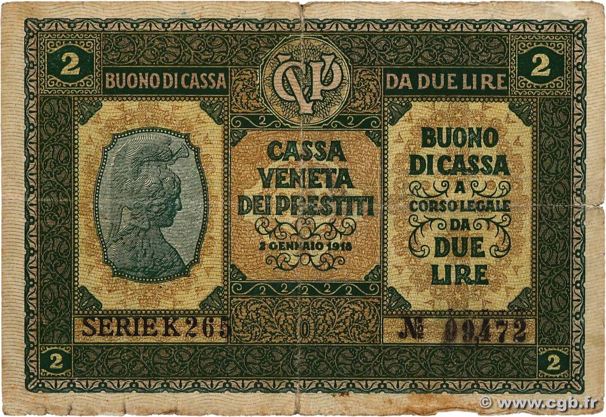 2 Lire ITALY  1918 PM.05 F