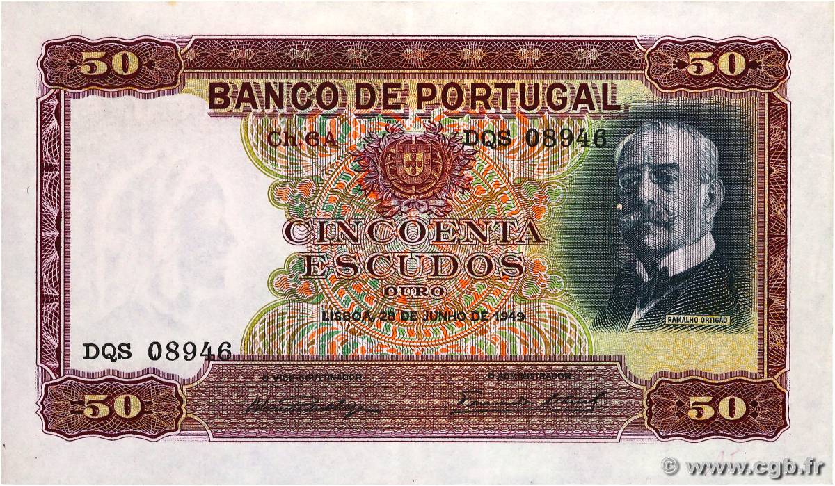 50 Escudos PORTUGAL  1949 P.154 XF