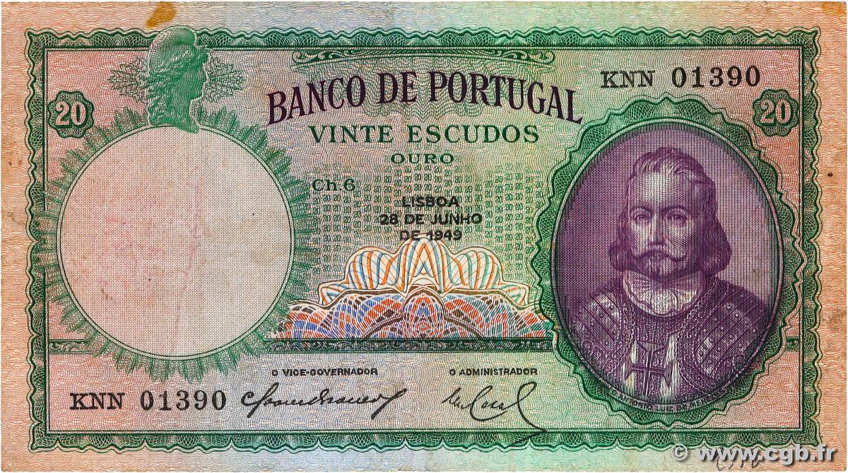 20 Escudos PORTUGAL  1949 P.153a F
