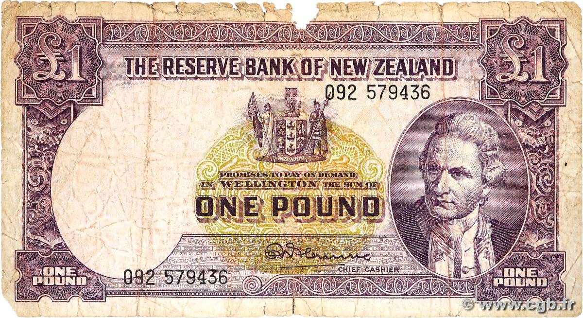 1 Pound NUEVA ZELANDA
  1956 P.159c RC