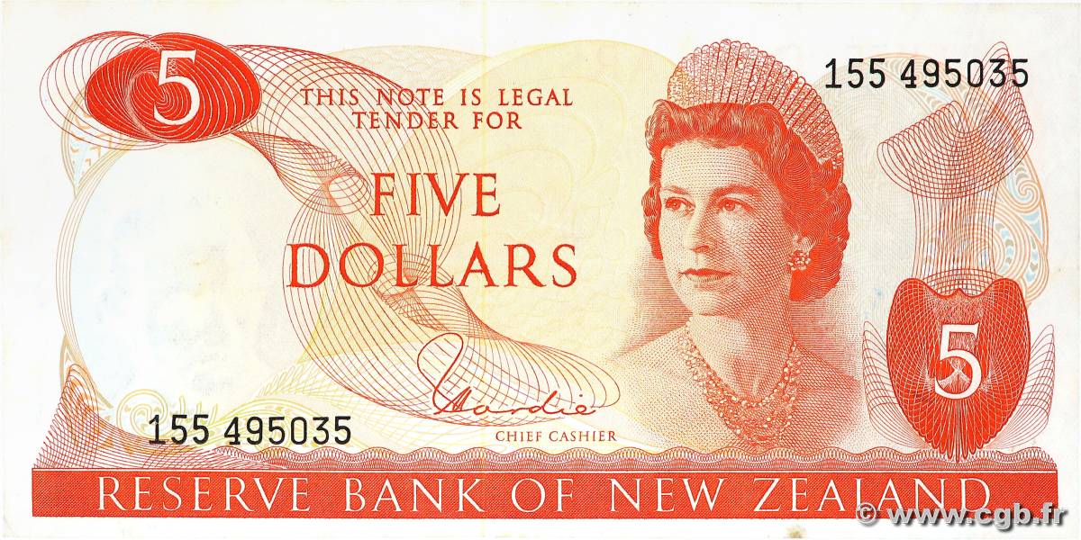 5 Dollars NEW ZEALAND  1981 P.171a VF+