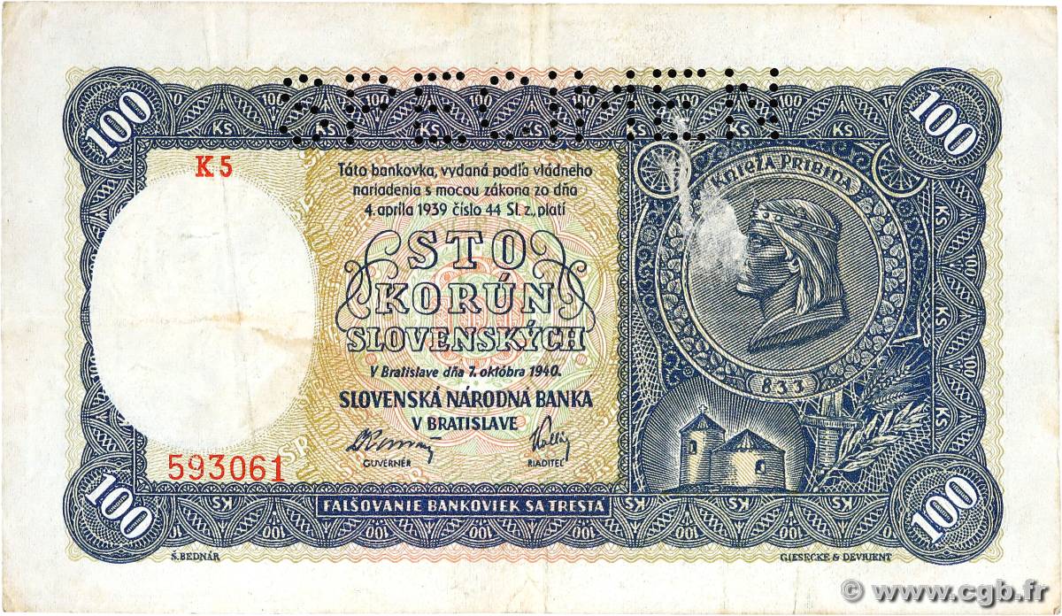 100 Korun SLOVAQUIE  1940 P.10 TB+