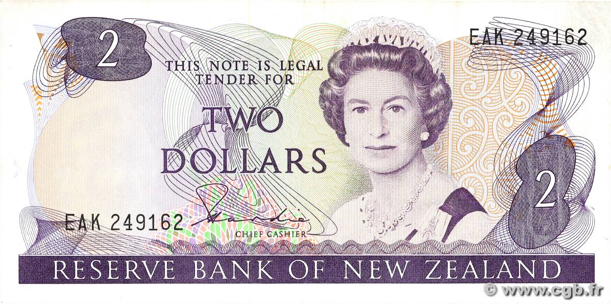 2 Dollars NEW ZEALAND  1981 P.170a VF