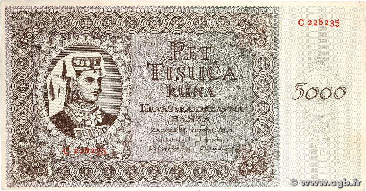 5000 Kuna CROACIA  1943 P.14a EBC