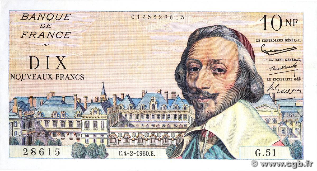 10 Nouveaux Francs RICHELIEU FRANCE  1960 F.57.05 TTB+