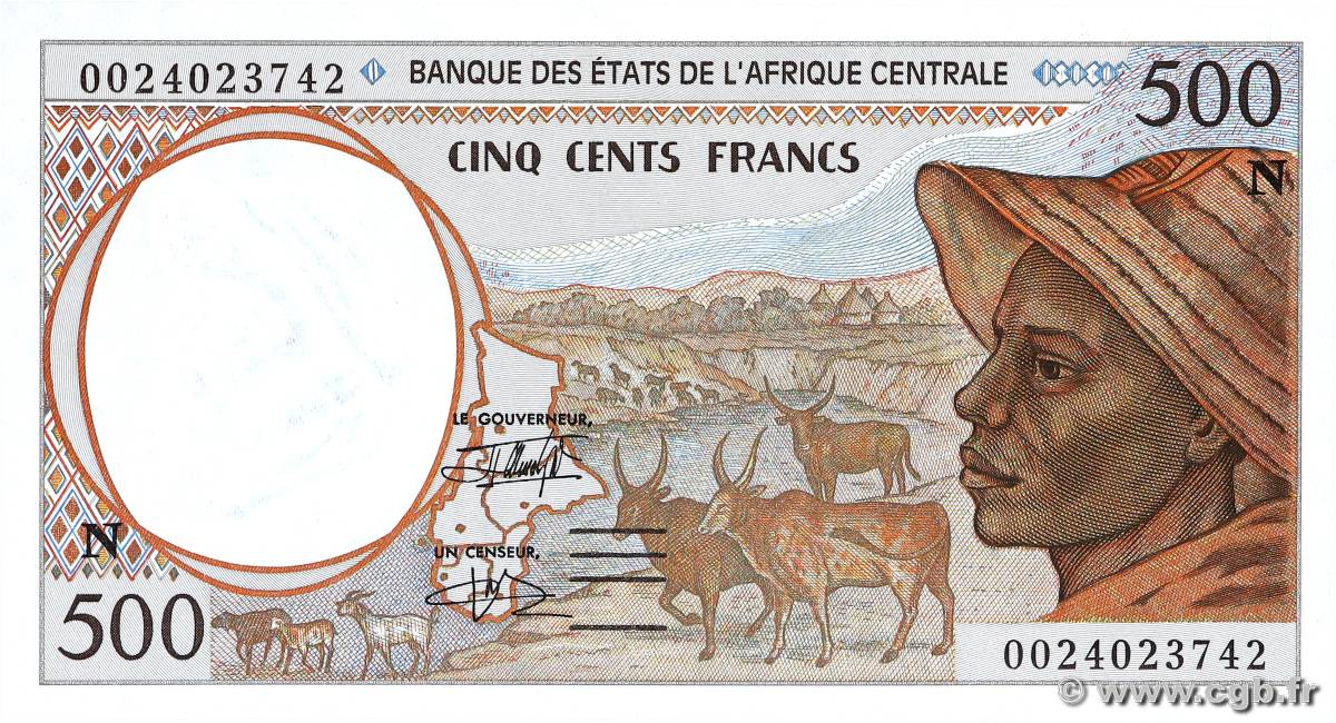 500 Francs type 1993N EQUATORIAL GUINEA  2000 A.262Nf AU+