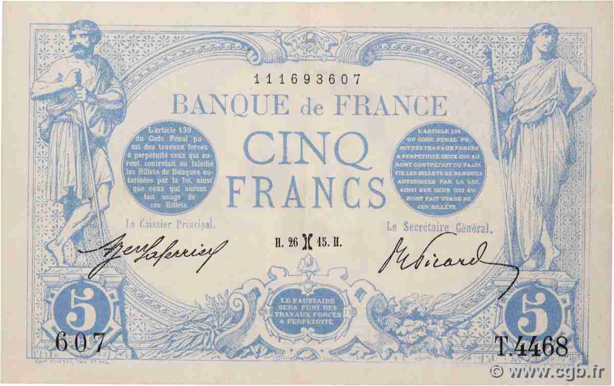5 Francs BLEU FRANCE  1915 F.02.24 SUP