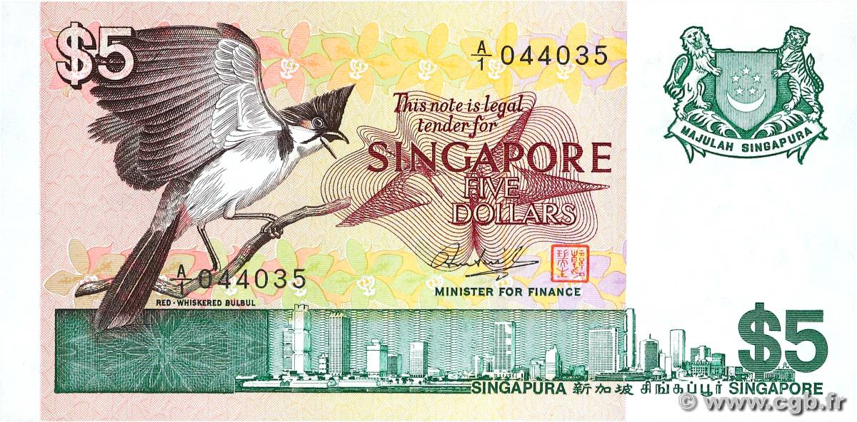 5 Dollars SINGAPUR  1976 P.10 VZ
