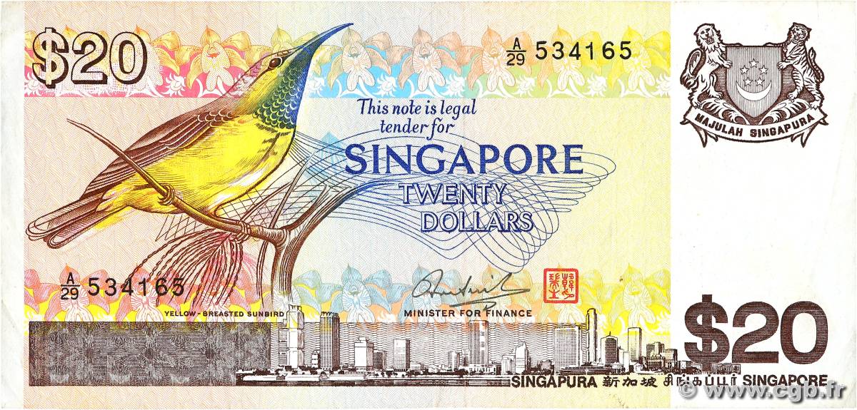 20 Dollars SINGAPORE  1979 P.12 F