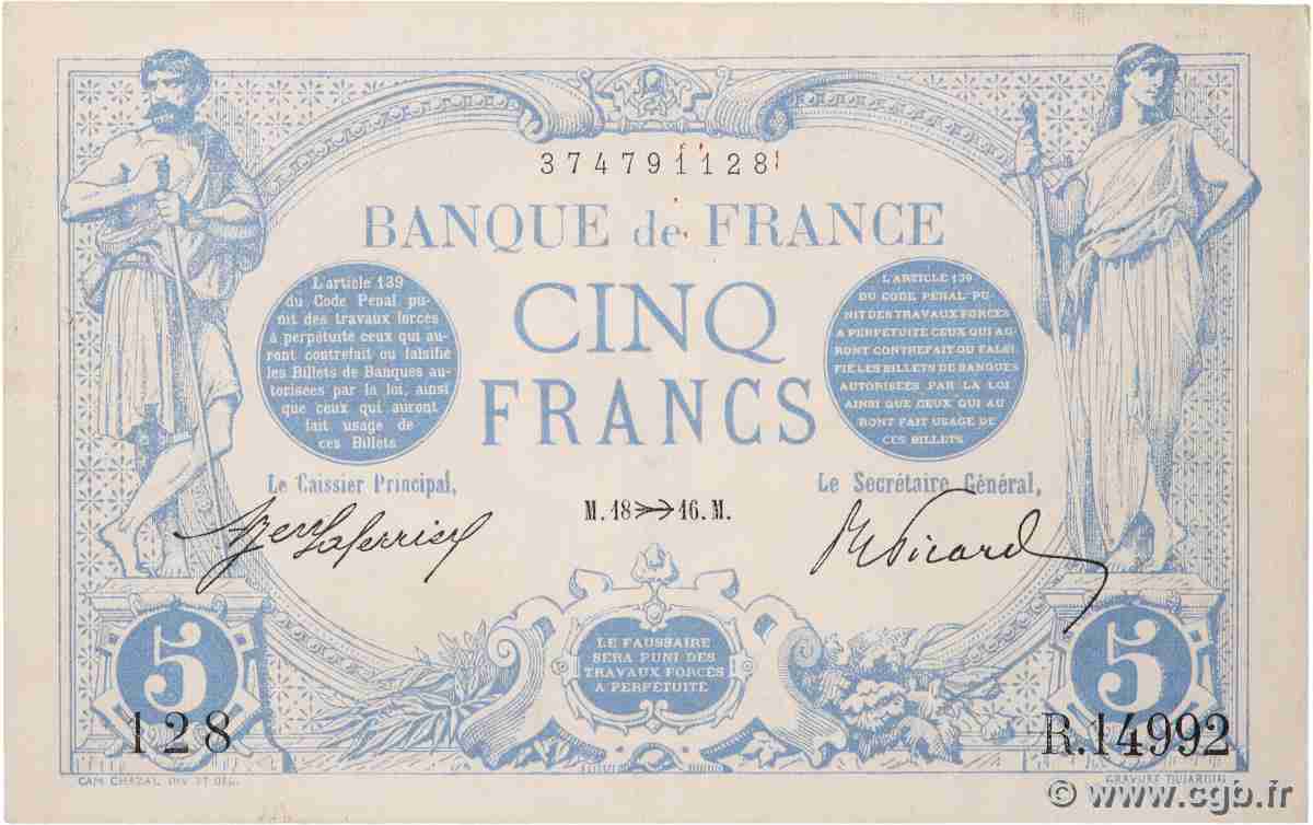 5 Francs BLEU FRANCE  1916 F.02.45 pr.SUP