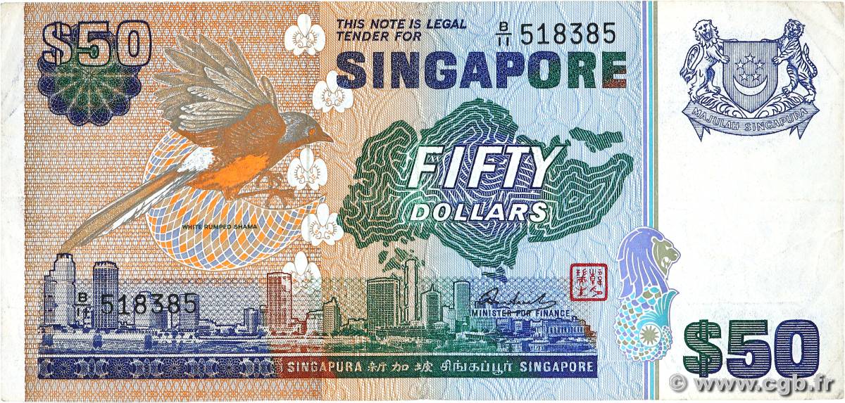 50 Dollars SINGAPORE  1976 P.13b F+