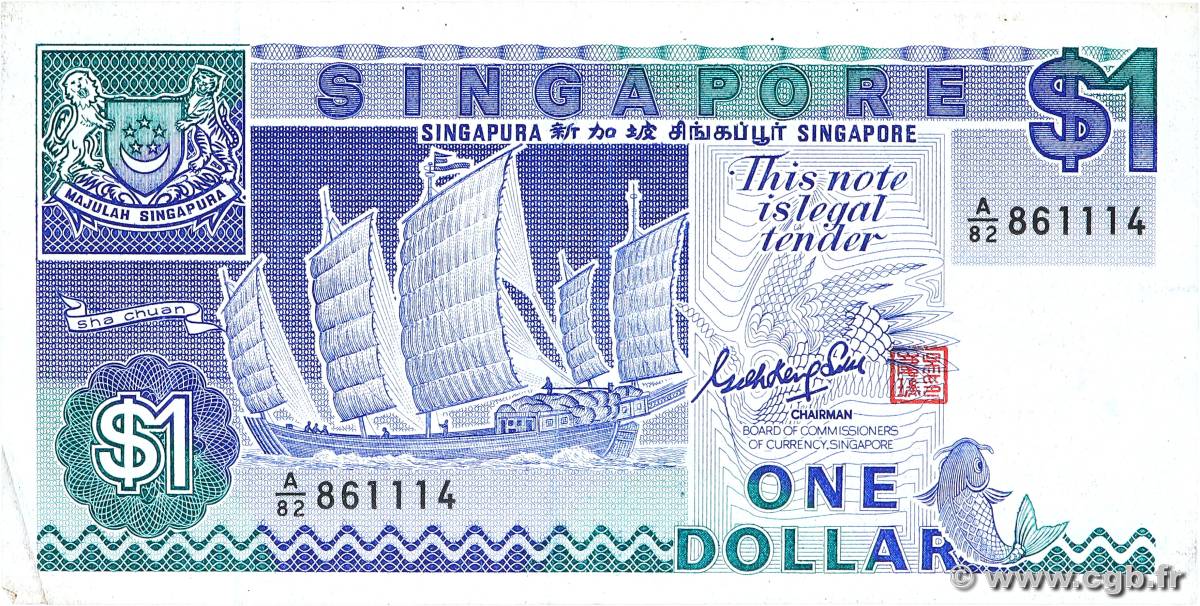 1 Dollar SINGAPUR  1987 P.18a MBC+