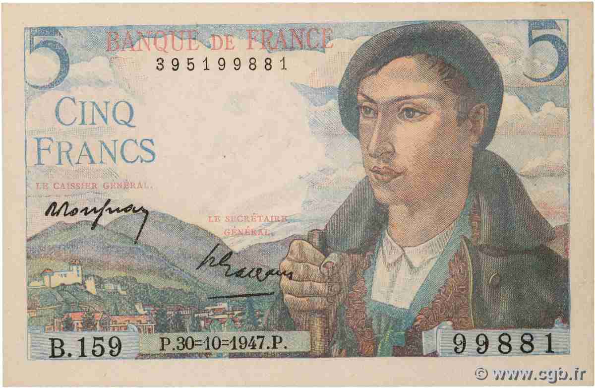 5 Francs BERGER FRANCE  1947 F.05.07a pr.SPL