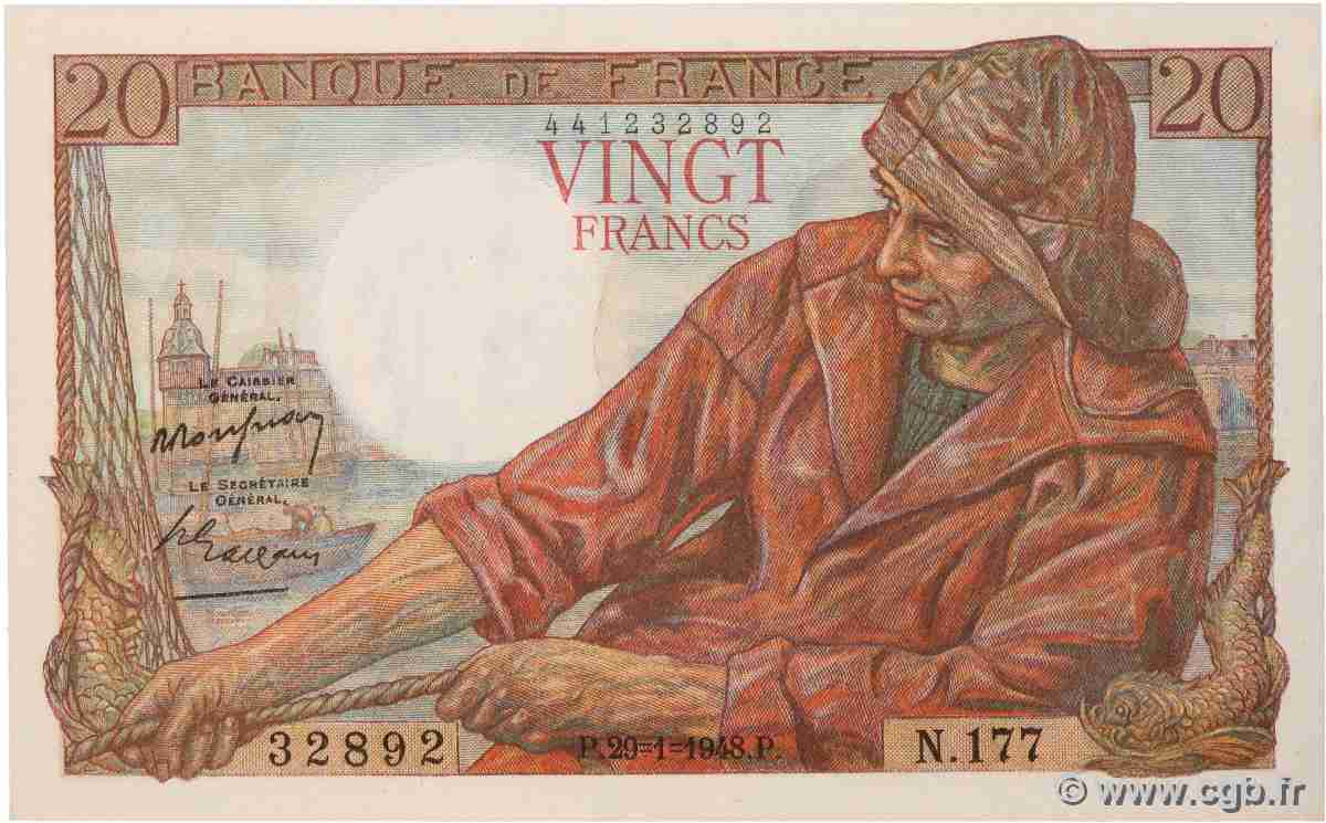 20 Francs PÊCHEUR FRANCE  1948 F.13.12 NEUF